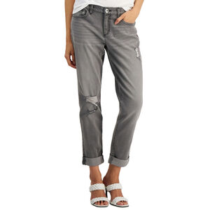 INC International Concepts Women's 2 Grey Mid Rise Ripped Straight-Leg Jeans NWT